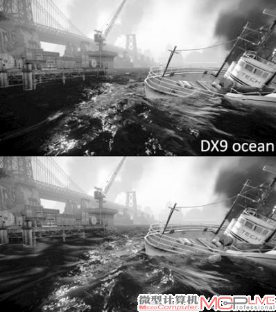 DirectX 11模式下，水面的波峰和泡沫细节更完美。