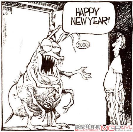 一副反映千年虫问题的漫画