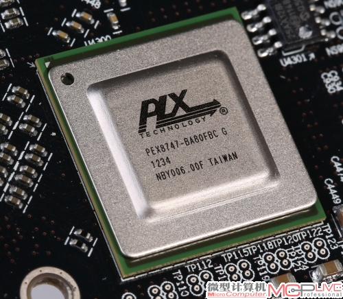 PLX PXE8747，熟悉的双核心桥接芯片。