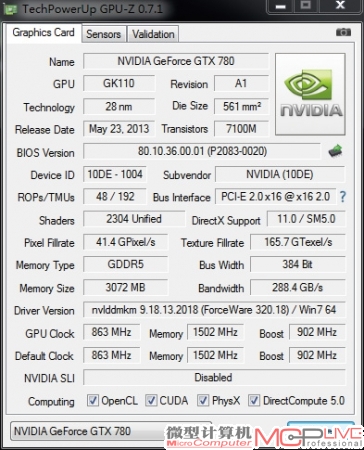 GTX 780的GPU-Z信息